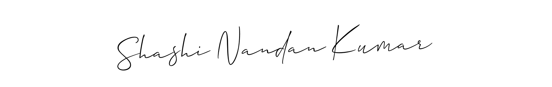 Also You can easily find your signature by using the search form. We will create Shashi Nandan Kumar name handwritten signature images for you free of cost using Allison_Script sign style. Shashi Nandan Kumar signature style 2 images and pictures png