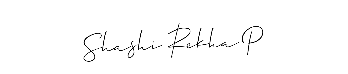 The best way (Allison_Script) to make a short signature is to pick only two or three words in your name. The name Shashi Rekha P include a total of six letters. For converting this name. Shashi Rekha P signature style 2 images and pictures png