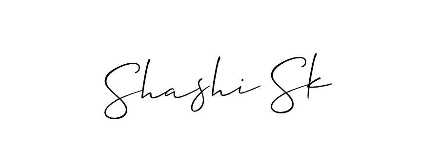 The best way (Allison_Script) to make a short signature is to pick only two or three words in your name. The name Shashi Sk include a total of six letters. For converting this name. Shashi Sk signature style 2 images and pictures png
