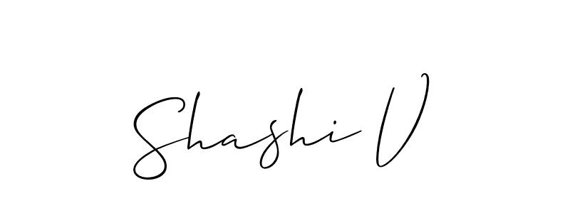 How to make Shashi V name signature. Use Allison_Script style for creating short signs online. This is the latest handwritten sign. Shashi V signature style 2 images and pictures png