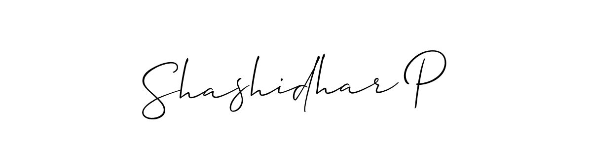 Create a beautiful signature design for name Shashidhar P. With this signature (Allison_Script) fonts, you can make a handwritten signature for free. Shashidhar P signature style 2 images and pictures png