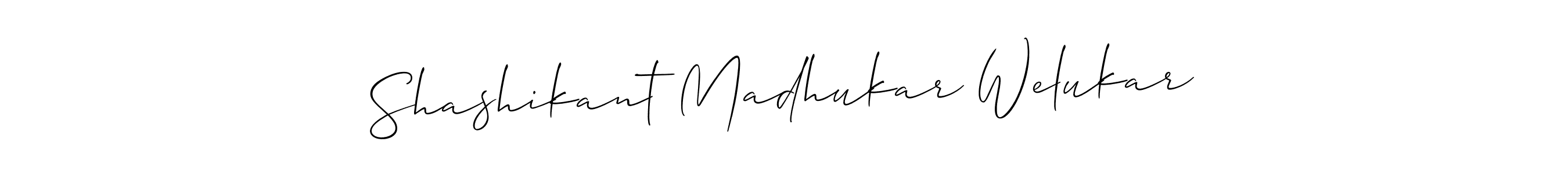 Allison_Script is a professional signature style that is perfect for those who want to add a touch of class to their signature. It is also a great choice for those who want to make their signature more unique. Get Shashikant Madhukar Welukar name to fancy signature for free. Shashikant Madhukar Welukar signature style 2 images and pictures png