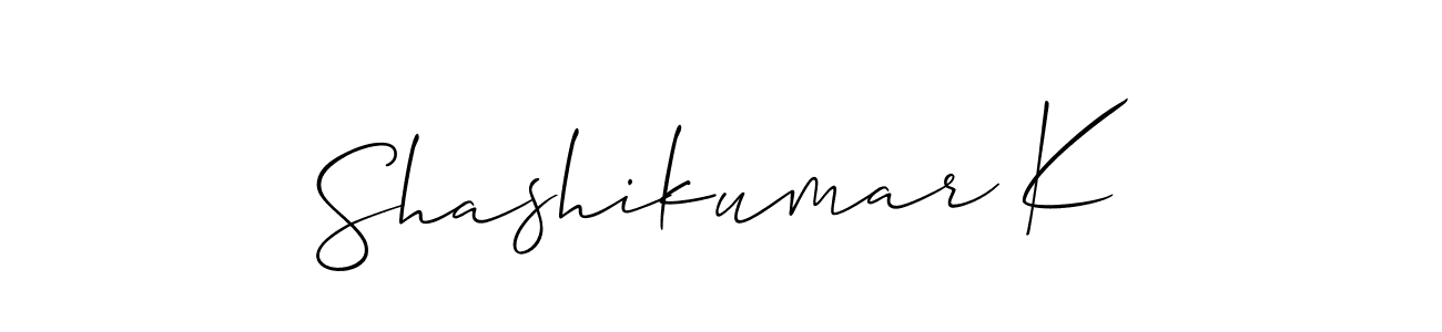 if you are searching for the best signature style for your name Shashikumar K. so please give up your signature search. here we have designed multiple signature styles  using Allison_Script. Shashikumar K signature style 2 images and pictures png