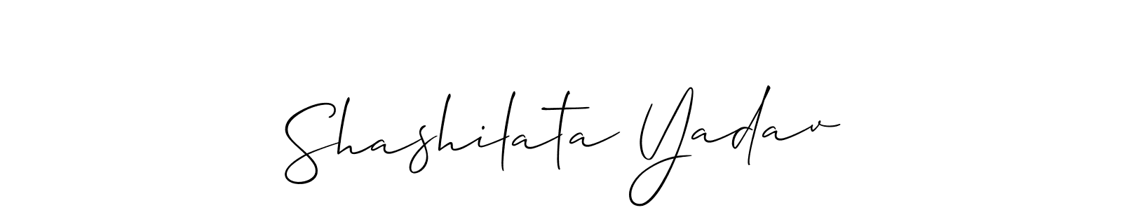 Allison_Script is a professional signature style that is perfect for those who want to add a touch of class to their signature. It is also a great choice for those who want to make their signature more unique. Get Shashilata Yadav name to fancy signature for free. Shashilata Yadav signature style 2 images and pictures png