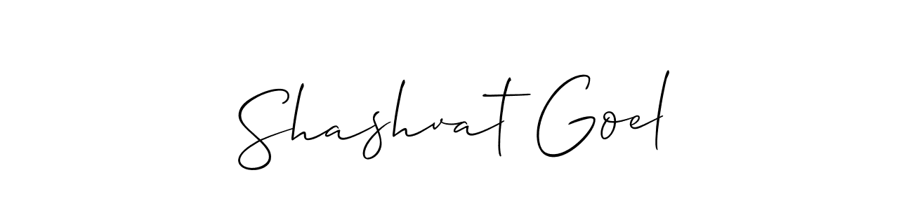 How to make Shashvat Goel name signature. Use Allison_Script style for creating short signs online. This is the latest handwritten sign. Shashvat Goel signature style 2 images and pictures png