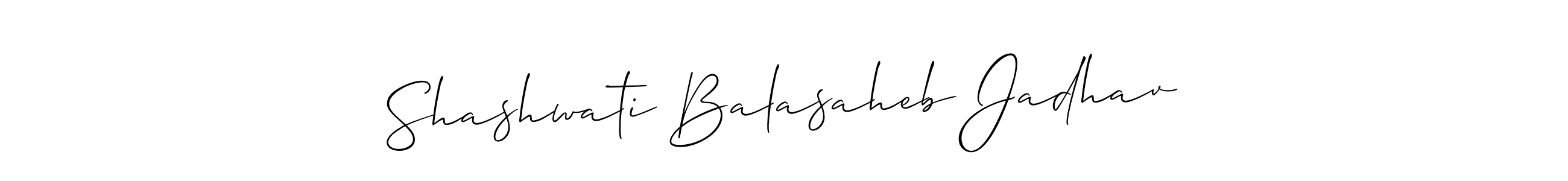 Design your own signature with our free online signature maker. With this signature software, you can create a handwritten (Allison_Script) signature for name Shashwati Balasaheb Jadhav. Shashwati Balasaheb Jadhav signature style 2 images and pictures png