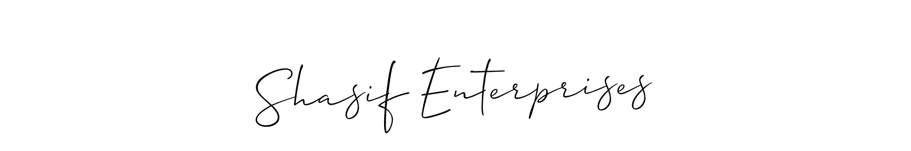 The best way (Allison_Script) to make a short signature is to pick only two or three words in your name. The name Shasif Enterprises include a total of six letters. For converting this name. Shasif Enterprises signature style 2 images and pictures png