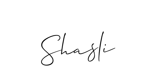 Use a signature maker to create a handwritten signature online. With this signature software, you can design (Allison_Script) your own signature for name Shasli. Shasli signature style 2 images and pictures png