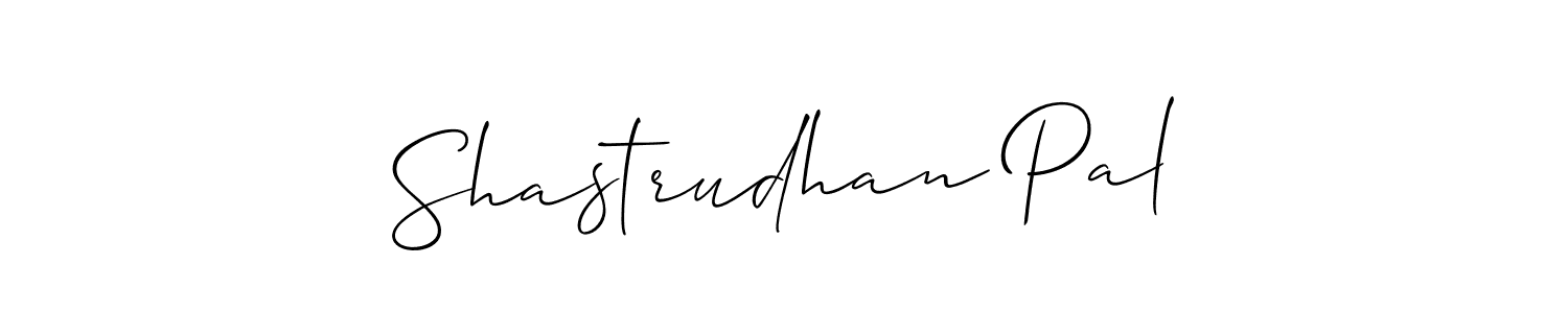 How to make Shastrudhan Pal name signature. Use Allison_Script style for creating short signs online. This is the latest handwritten sign. Shastrudhan Pal signature style 2 images and pictures png