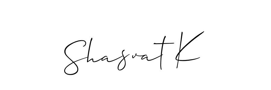 Make a beautiful signature design for name Shasvat K. With this signature (Allison_Script) style, you can create a handwritten signature for free. Shasvat K signature style 2 images and pictures png