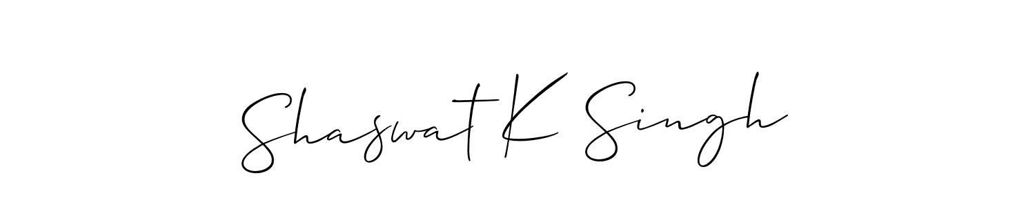 You should practise on your own different ways (Allison_Script) to write your name (Shaswat K Singh) in signature. don't let someone else do it for you. Shaswat K Singh signature style 2 images and pictures png