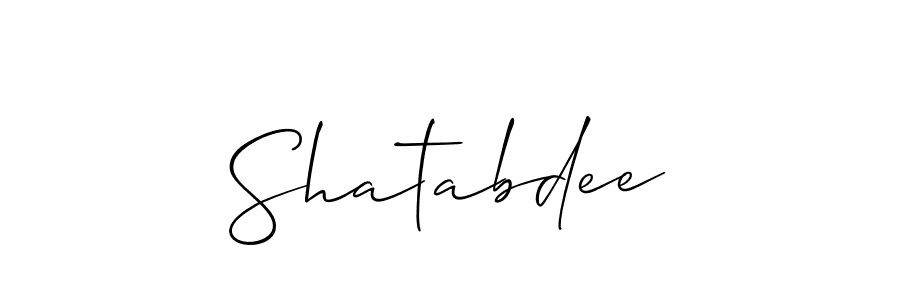 How to make Shatabdee signature? Allison_Script is a professional autograph style. Create handwritten signature for Shatabdee name. Shatabdee signature style 2 images and pictures png
