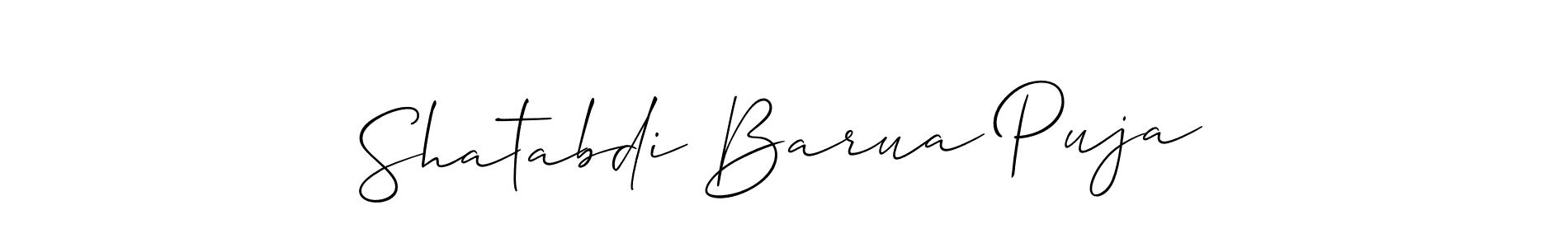 Make a beautiful signature design for name Shatabdi Barua Puja. With this signature (Allison_Script) style, you can create a handwritten signature for free. Shatabdi Barua Puja signature style 2 images and pictures png