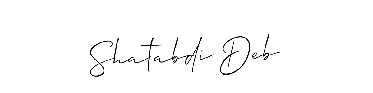 Use a signature maker to create a handwritten signature online. With this signature software, you can design (Allison_Script) your own signature for name Shatabdi Deb. Shatabdi Deb signature style 2 images and pictures png