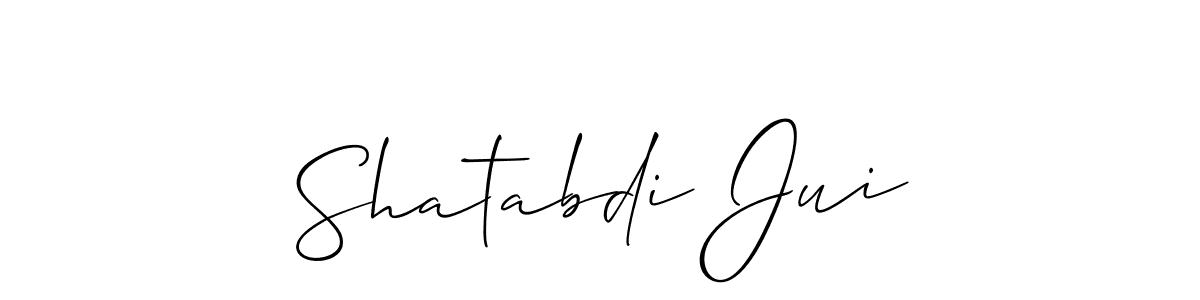Also You can easily find your signature by using the search form. We will create Shatabdi Jui name handwritten signature images for you free of cost using Allison_Script sign style. Shatabdi Jui signature style 2 images and pictures png