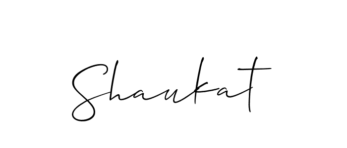 Design your own signature with our free online signature maker. With this signature software, you can create a handwritten (Allison_Script) signature for name Shaukat. Shaukat signature style 2 images and pictures png