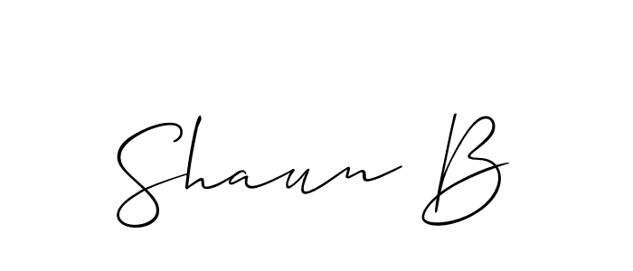 The best way (Allison_Script) to make a short signature is to pick only two or three words in your name. The name Shaun B include a total of six letters. For converting this name. Shaun B signature style 2 images and pictures png