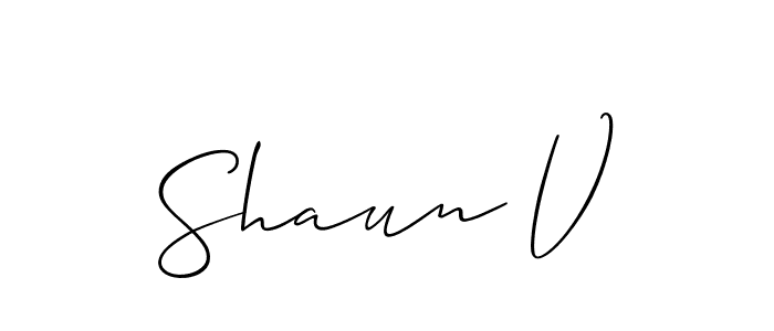 Design your own signature with our free online signature maker. With this signature software, you can create a handwritten (Allison_Script) signature for name Shaun V. Shaun V signature style 2 images and pictures png