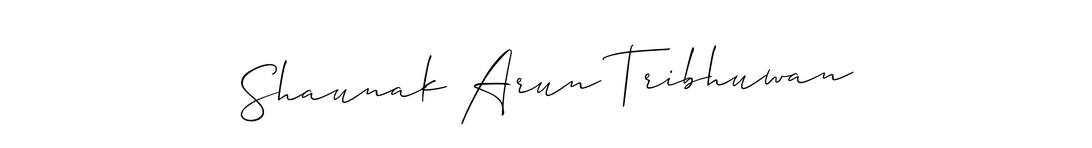 You should practise on your own different ways (Allison_Script) to write your name (Shaunak Arun Tribhuwan) in signature. don't let someone else do it for you. Shaunak Arun Tribhuwan signature style 2 images and pictures png