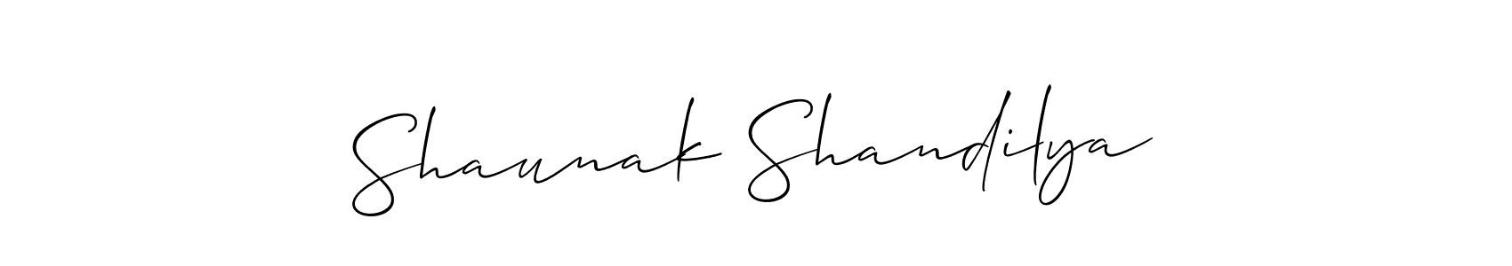 Design your own signature with our free online signature maker. With this signature software, you can create a handwritten (Allison_Script) signature for name Shaunak Shandilya. Shaunak Shandilya signature style 2 images and pictures png