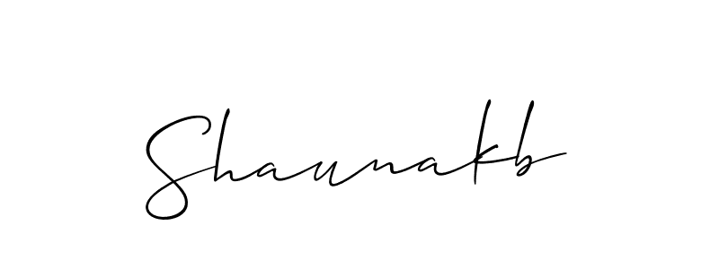 Use a signature maker to create a handwritten signature online. With this signature software, you can design (Allison_Script) your own signature for name Shaunakb. Shaunakb signature style 2 images and pictures png