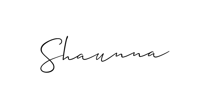 Make a beautiful signature design for name Shaunna. With this signature (Allison_Script) style, you can create a handwritten signature for free. Shaunna signature style 2 images and pictures png