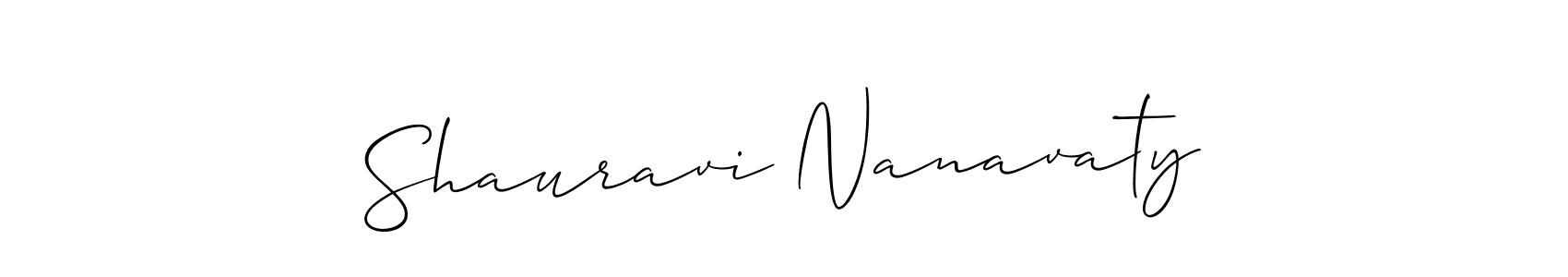 The best way (Allison_Script) to make a short signature is to pick only two or three words in your name. The name Shauravi Nanavaty include a total of six letters. For converting this name. Shauravi Nanavaty signature style 2 images and pictures png