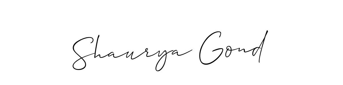 How to make Shaurya Gond signature? Allison_Script is a professional autograph style. Create handwritten signature for Shaurya Gond name. Shaurya Gond signature style 2 images and pictures png