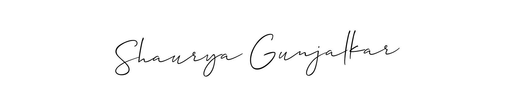 You can use this online signature creator to create a handwritten signature for the name Shaurya Gunjalkar. This is the best online autograph maker. Shaurya Gunjalkar signature style 2 images and pictures png