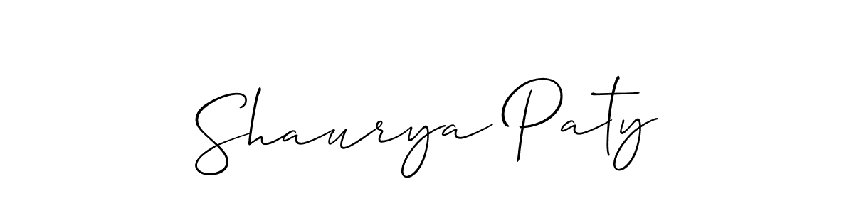 Make a short Shaurya Paty signature style. Manage your documents anywhere anytime using Allison_Script. Create and add eSignatures, submit forms, share and send files easily. Shaurya Paty signature style 2 images and pictures png