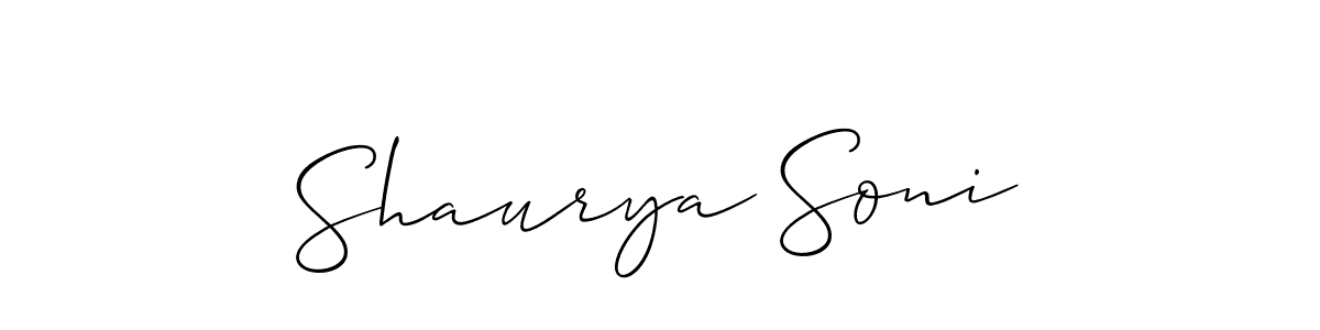 Use a signature maker to create a handwritten signature online. With this signature software, you can design (Allison_Script) your own signature for name Shaurya Soni. Shaurya Soni signature style 2 images and pictures png