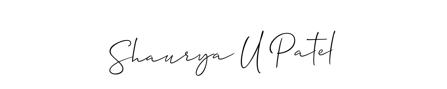 It looks lik you need a new signature style for name Shaurya U Patel. Design unique handwritten (Allison_Script) signature with our free signature maker in just a few clicks. Shaurya U Patel signature style 2 images and pictures png