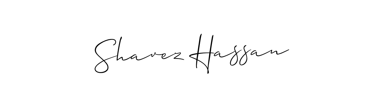 Create a beautiful signature design for name Shavez Hassan. With this signature (Allison_Script) fonts, you can make a handwritten signature for free. Shavez Hassan signature style 2 images and pictures png