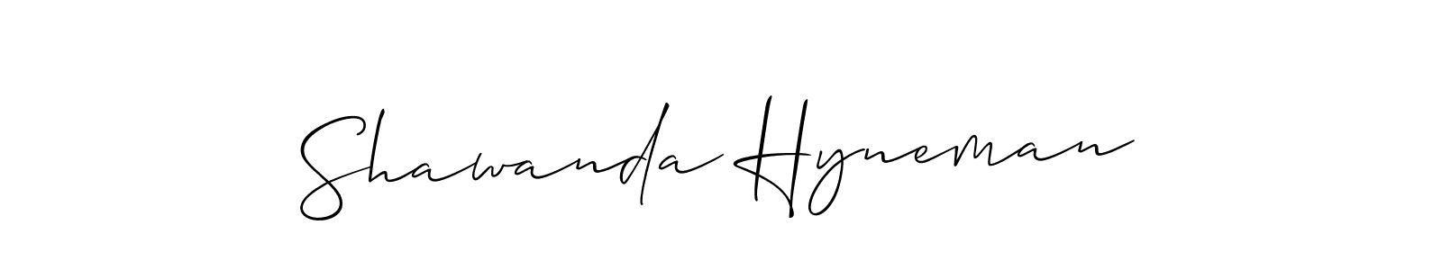 The best way (Allison_Script) to make a short signature is to pick only two or three words in your name. The name Shawanda Hyneman include a total of six letters. For converting this name. Shawanda Hyneman signature style 2 images and pictures png