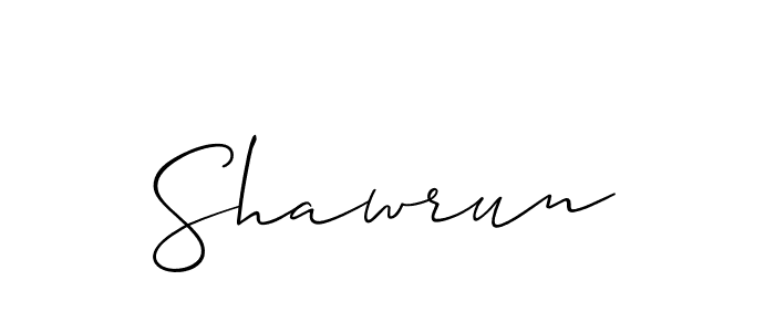 Design your own signature with our free online signature maker. With this signature software, you can create a handwritten (Allison_Script) signature for name Shawrun. Shawrun signature style 2 images and pictures png