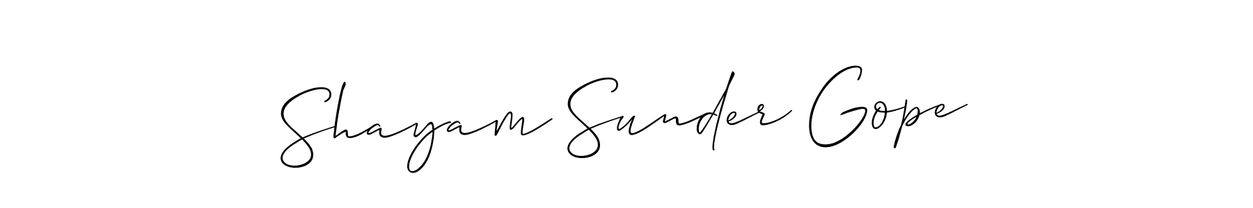 Allison_Script is a professional signature style that is perfect for those who want to add a touch of class to their signature. It is also a great choice for those who want to make their signature more unique. Get Shayam Sunder Gope name to fancy signature for free. Shayam Sunder Gope signature style 2 images and pictures png