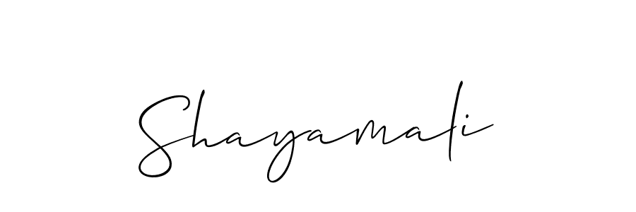 Use a signature maker to create a handwritten signature online. With this signature software, you can design (Allison_Script) your own signature for name Shayamali. Shayamali signature style 2 images and pictures png