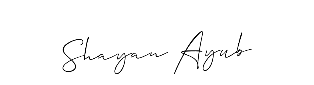 It looks lik you need a new signature style for name Shayan Ayub. Design unique handwritten (Allison_Script) signature with our free signature maker in just a few clicks. Shayan Ayub signature style 2 images and pictures png