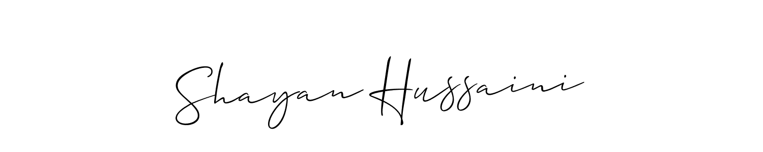 Make a beautiful signature design for name Shayan Hussaini. With this signature (Allison_Script) style, you can create a handwritten signature for free. Shayan Hussaini signature style 2 images and pictures png