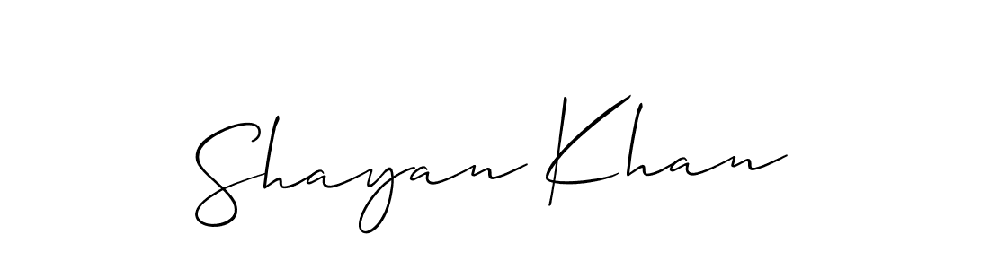 Design your own signature with our free online signature maker. With this signature software, you can create a handwritten (Allison_Script) signature for name Shayan Khan. Shayan Khan signature style 2 images and pictures png