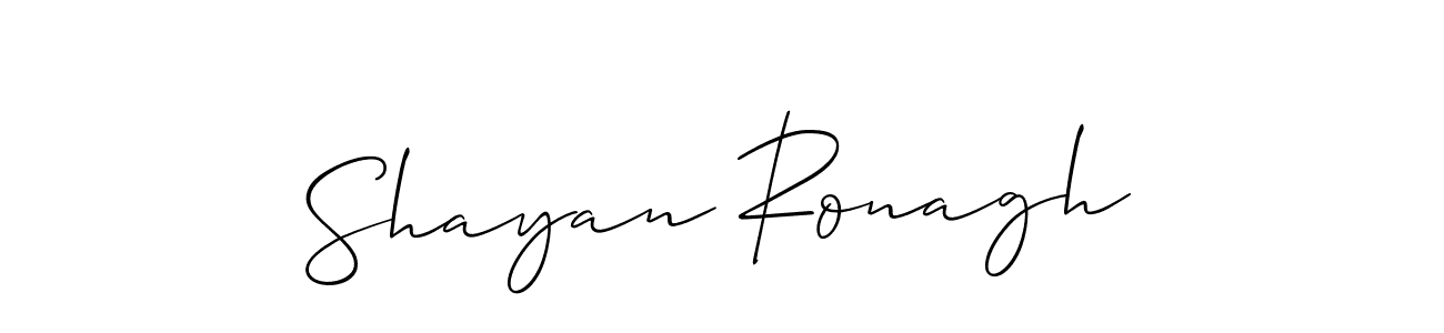 The best way (Allison_Script) to make a short signature is to pick only two or three words in your name. The name Shayan Ronagh include a total of six letters. For converting this name. Shayan Ronagh signature style 2 images and pictures png