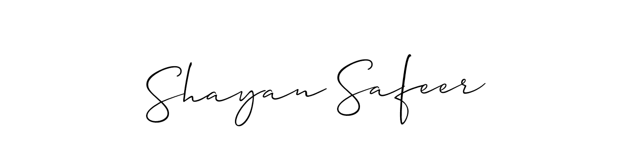 Also we have Shayan Safeer name is the best signature style. Create professional handwritten signature collection using Allison_Script autograph style. Shayan Safeer signature style 2 images and pictures png