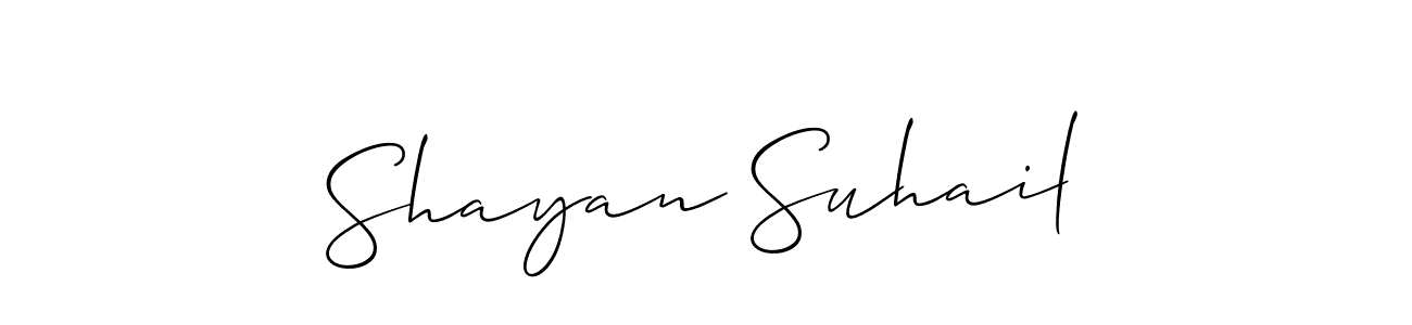 How to make Shayan Suhail name signature. Use Allison_Script style for creating short signs online. This is the latest handwritten sign. Shayan Suhail signature style 2 images and pictures png