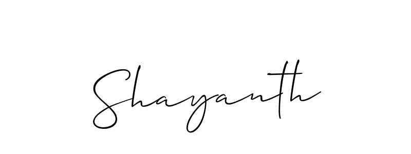 Design your own signature with our free online signature maker. With this signature software, you can create a handwritten (Allison_Script) signature for name Shayanth. Shayanth signature style 2 images and pictures png