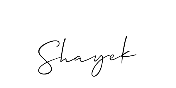 It looks lik you need a new signature style for name Shayek. Design unique handwritten (Allison_Script) signature with our free signature maker in just a few clicks. Shayek signature style 2 images and pictures png