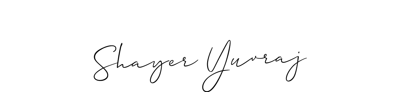Allison_Script is a professional signature style that is perfect for those who want to add a touch of class to their signature. It is also a great choice for those who want to make their signature more unique. Get Shayer Yuvraj name to fancy signature for free. Shayer Yuvraj signature style 2 images and pictures png