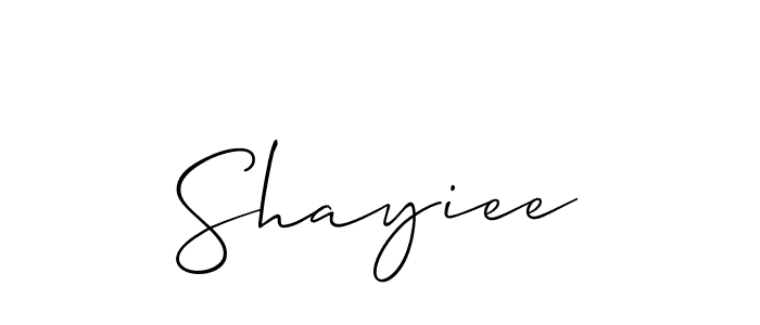 Use a signature maker to create a handwritten signature online. With this signature software, you can design (Allison_Script) your own signature for name Shayiee. Shayiee signature style 2 images and pictures png
