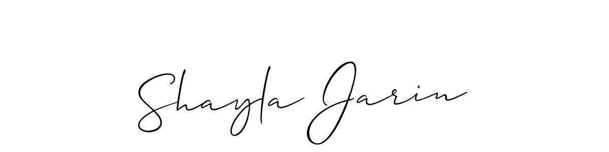 How to make Shayla Jarin name signature. Use Allison_Script style for creating short signs online. This is the latest handwritten sign. Shayla Jarin signature style 2 images and pictures png