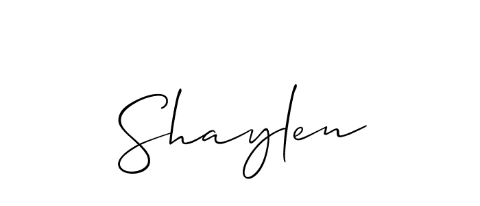 It looks lik you need a new signature style for name Shaylen. Design unique handwritten (Allison_Script) signature with our free signature maker in just a few clicks. Shaylen signature style 2 images and pictures png