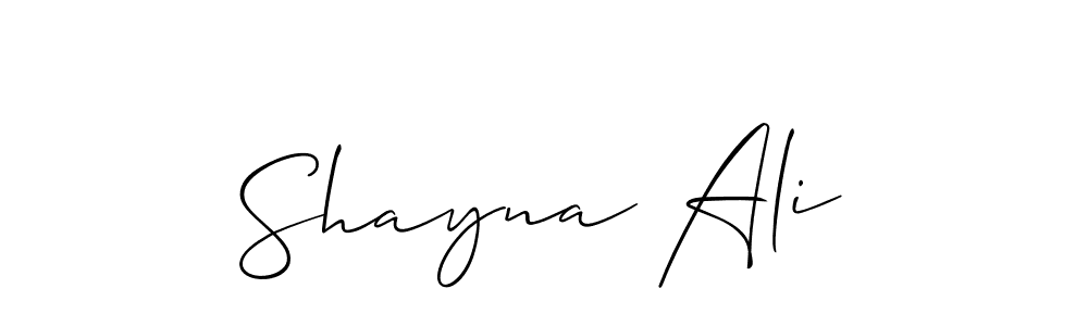 Design your own signature with our free online signature maker. With this signature software, you can create a handwritten (Allison_Script) signature for name Shayna Ali. Shayna Ali signature style 2 images and pictures png